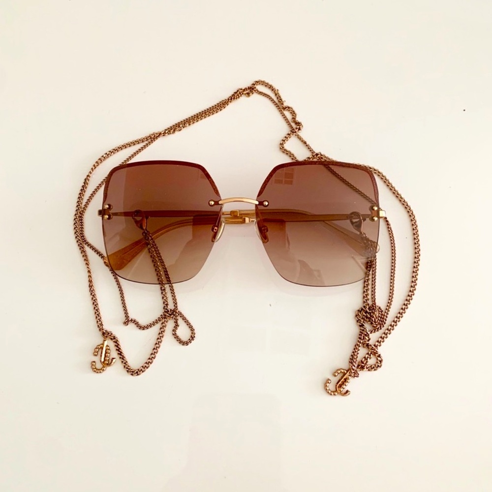 60mm Jimmy Choo Glitter Sunglasses, New